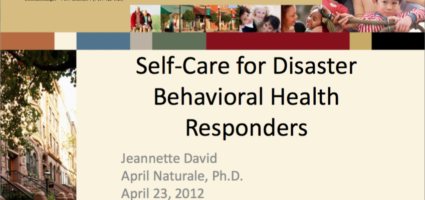 Self-Care for Disaster Behavioral Health Responders